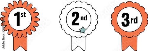 Award ribbons first second third place winner badges achievement icons