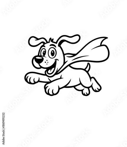 Dog superhero. Super pet In raincoat and mask. Superpowers hound. Cartoon style vector
