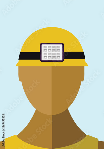 Led light on a headgear for different jobs or purposes. Editable clip art.