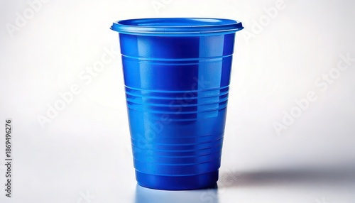 Wallpaper Mural Vibrant Blue Plastic Cup with Lid, Isolated on a Clean White Background. Torontodigital.ca
