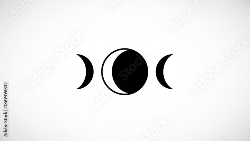 Black Moon Phases Icon on White Background