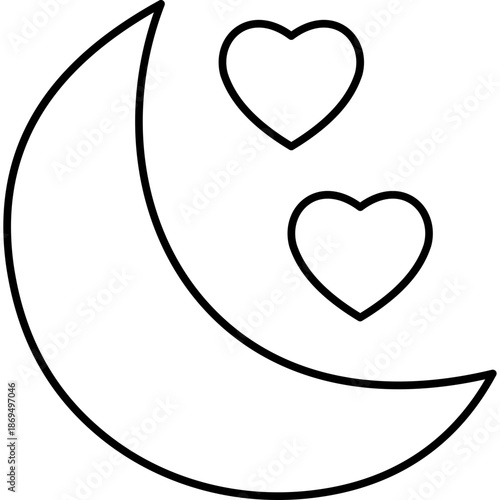 Moon Line Icon – Night Sleep Symbol for Romance, Valentine’s Day, and Weather Design