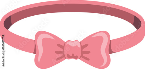 A pink circular headband or choker adorned with a central pink bow. The illustration features a clean, flat vector style with soft highlights on a plain white background.