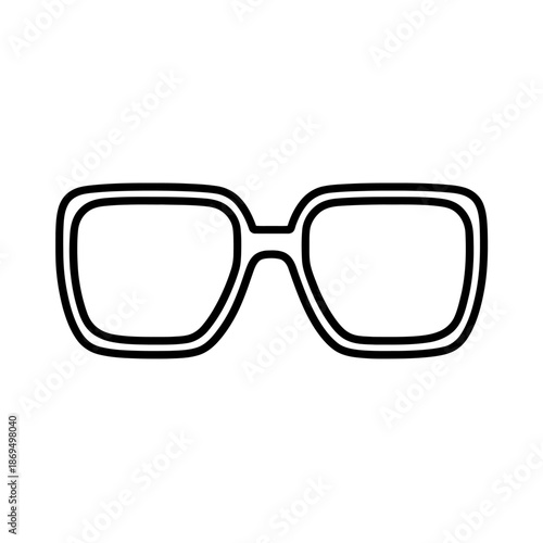 A minimalist black line drawing of a pair of rectangular glasses on a plain white background vector illustration
