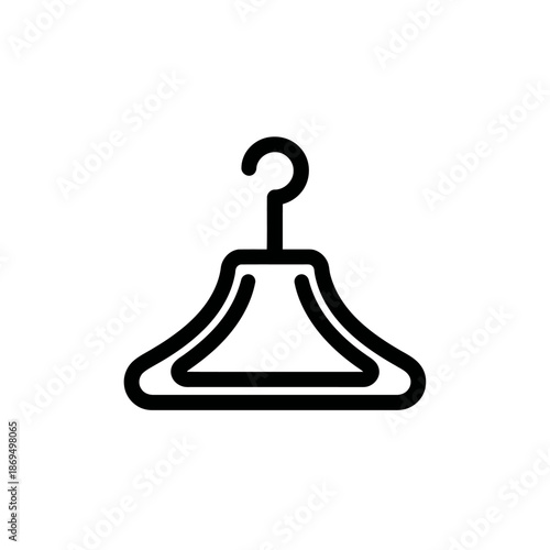 A simple black line drawing of a clothing hanger on a white background vector illustration