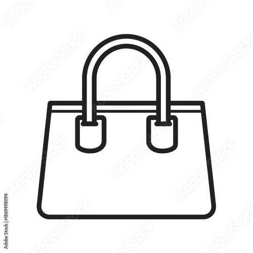 A simple line drawing of a handbag with a curved handle on a white background vector illustration