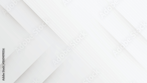 Abstract white and gray geometric background. Diagonal shiny stripe lines and soft shadows. Backdrop for presentation deck slides, website headers, branding, packaging, banners, templates layouts.