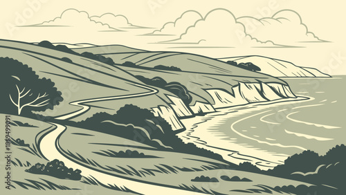 Organic Flow Landscape Vector – Modern Abstract Nature Scene