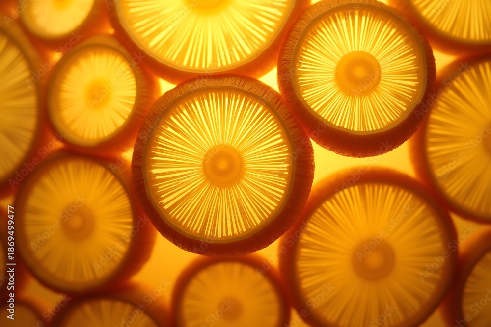 Fototapeta premium Close-up of Translucent Carrot Slices Illuminated from Behind.