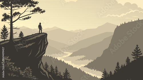 Tiny Human Massive Landscape Vector – Inspirational Cinematic Scene