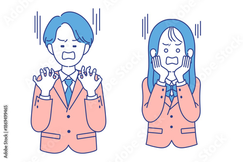 学生　男女　がっかりな表情