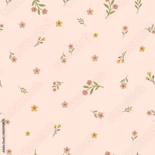Spring time cute ditsy flowers seamless fabric design pattern