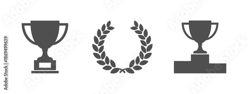 Trophy cup vector icon set awards achievement success prize. trophy flat icons editable vector illustration set