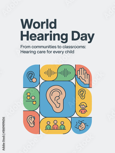 World Hearing Day Children Hearing Care Awareness Illustration Poster