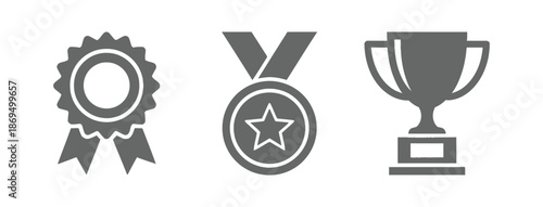 Trophy cup vector icon set awards achievement success prize. trophy flat icons editable vector illustration set
