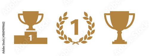 Trophy cup vector icon set awards achievement success prize. trophy flat icons editable vector illustration set