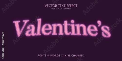 Valentine's editable text effect, Happy valentine day typography font effect
