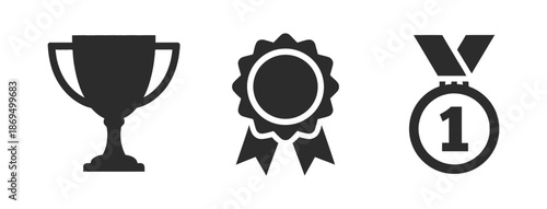 Trophy cup vector icon set awards achievement success prize. trophy flat icons editable vector illustration set