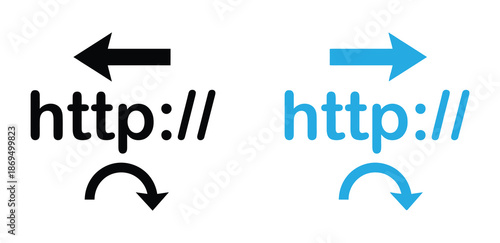 https icon Sign set. HTTP to HTTPS secure web connection upgrade icons. Url web vector icons set. 