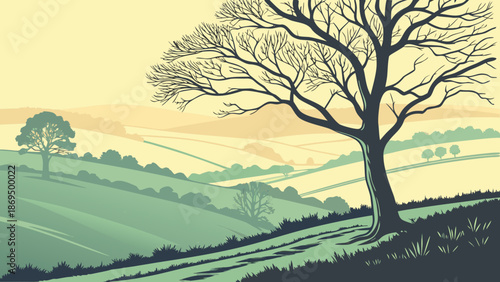Organic Flow Landscape Vector – Modern Abstract Nature Scene
