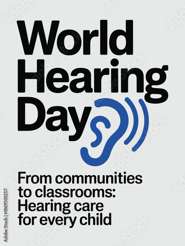 World Hearing Day Children Hearing Care Awareness Illustration Poster