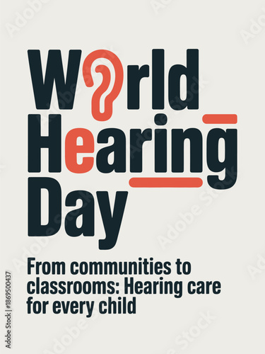 World Hearing Day Children Hearing Care Awareness Illustration Poster