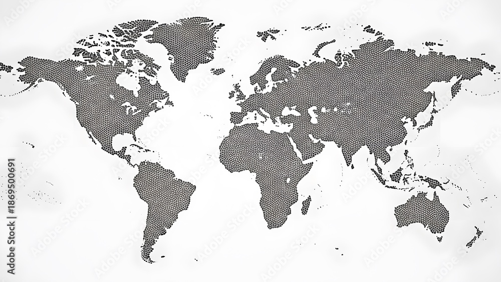 Naklejka premium Abstract dotted world map on a white background.