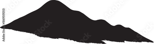 Volcanic Mountain Hill Silhouette Vector Isolated on White Background

