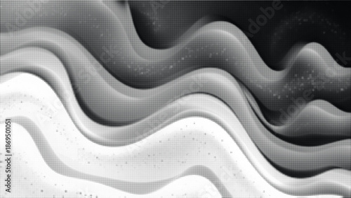 Abstract black and white halftone wave texture graphic design background for digital art creative projects and presentations