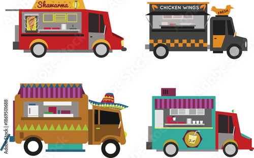 Colorful Food Truck serving different local cuisines