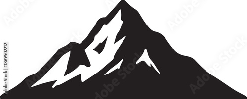 Mountain Peak Silhouette Vector Icon - Minimalist Alpine Summit Illustration for Logo and Outdoor Design