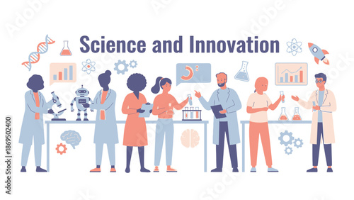 Diverse group of students and teachers engaged in science and innovation activities.