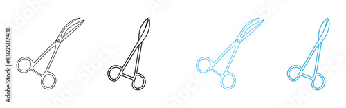 Scissors in various line styles for cutting and crafting needs. Scissors Cut Tool Line and Glyph Icons. Scissors solid icon, barber tools concept. 