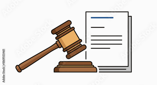 Judge's gavel resting on a legal document with a formal contract beside it