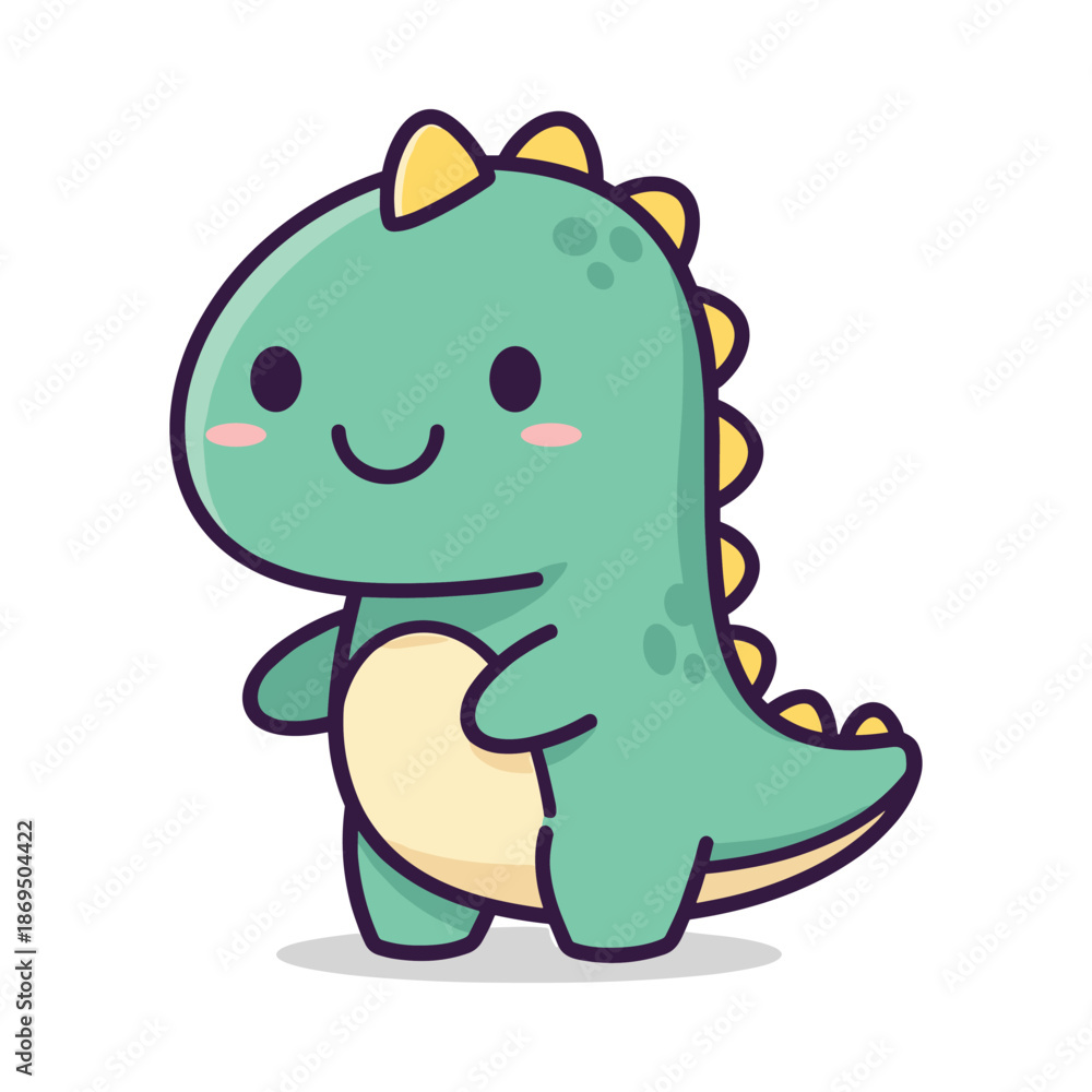 Obraz premium Adorable Cartoon Dinosaur Illustration