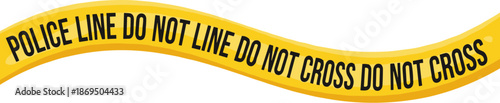 Flat Style Yellow Crime Scene Tape Barrier Sign Illustration Graphic