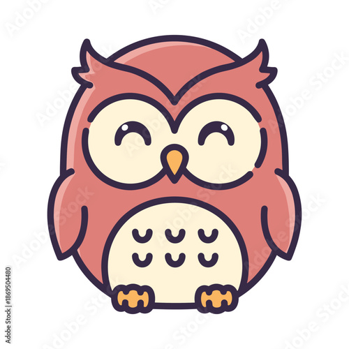 Adorable Cartoon Owl Vector Illustration