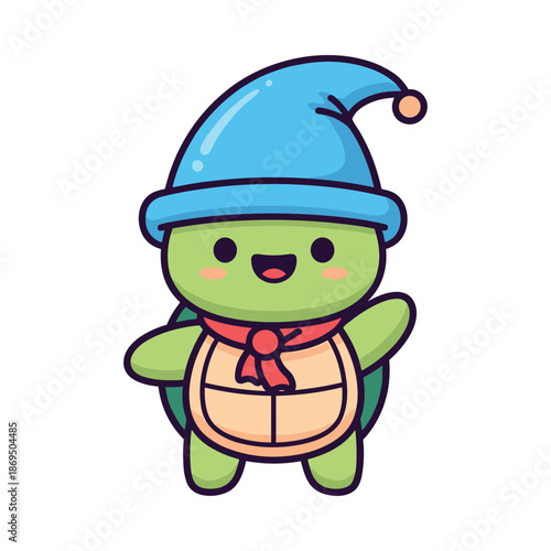 Cute Christmas Turtle Vector Illustration