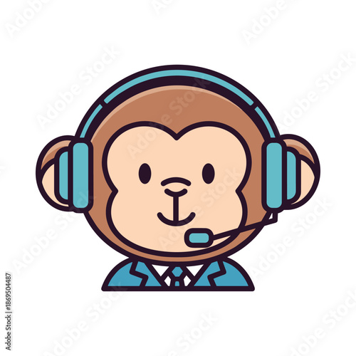 Monkey Customer Support Mascot Illustration