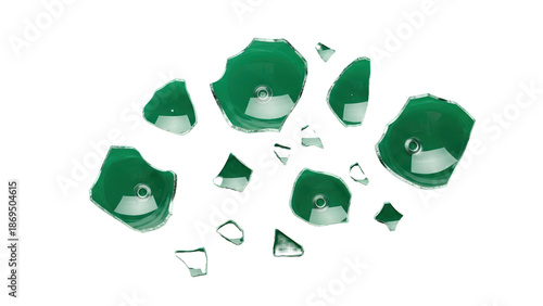 Scattered Emerald Glass Shards isolated on transparent background