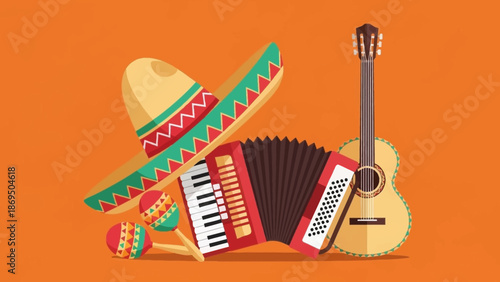 Colorful Musical Instruments on a Bright Festive Display.