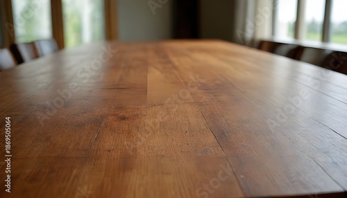Empty wooden desk room interior mockup for furniture store