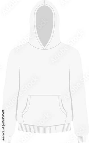 Simple Flat White Hoodie Sweatshirt Fashion Apparel Clothing Illustration