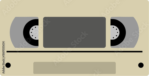 Simple Flat Design VHS Tape Cassette Recorder Retro Technology Illustration