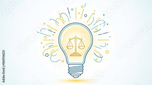 Justice Lightbulb Idea Symbolizing Fairness and Balance