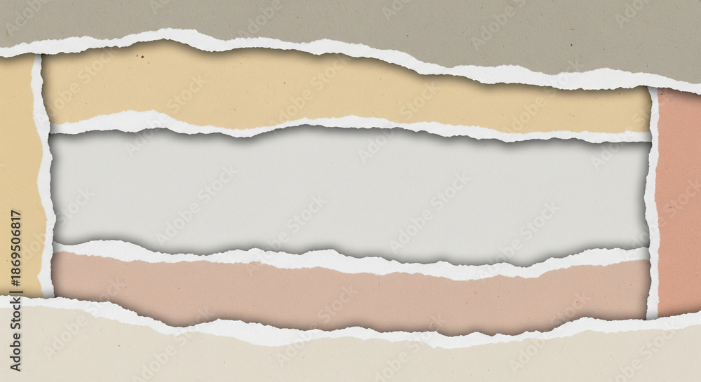 Fototapeta premium Torn edge paper background with rough ripped borders, layered paper