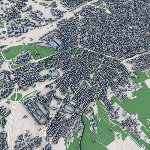 Bologna City Italy 3D Rendering Map