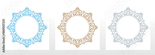 Set of decorative frames Elegant vector element for design in Eastern style, place for text. Floral colored borders. Lace illustration for invitations and greeting cards