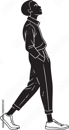 Abstract human person silhouette representing individuality identity emotion lifestyle diversity modern minimal concept for creative design commercial stock illustration usage