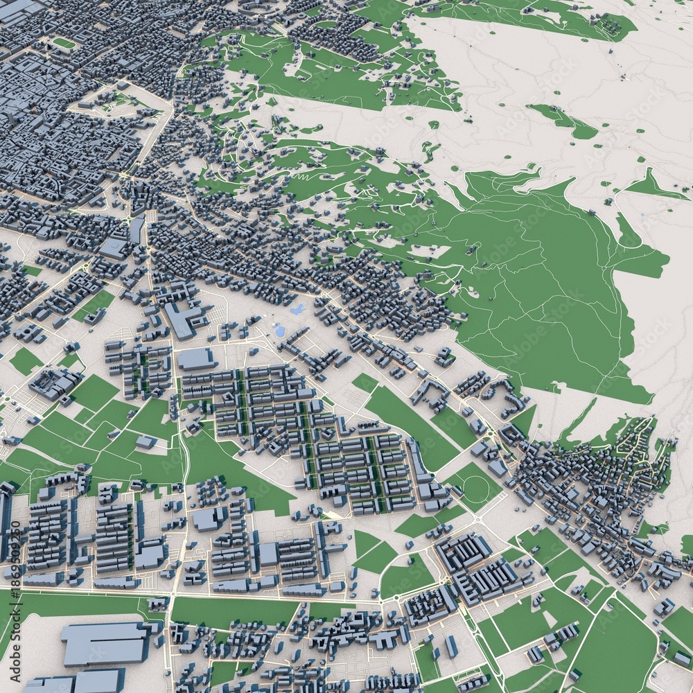 Fototapeta premium Brescia City Italy 3D Rendering Map